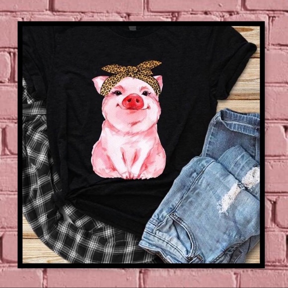 Bella Canvas Tops - Bella Canvas Cheetah Pig Graphic Short Sleeve Tee